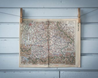 1936 Vintage South Bavaria Map