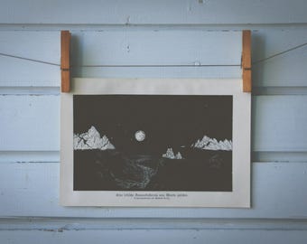 1909 Vintage Lunar Landscape Illustration