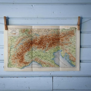 Carte vintage des Alpes 1907