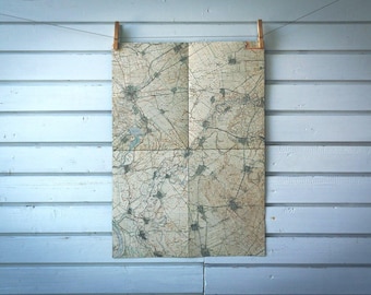 1930s Vintage South Vojvodina Map