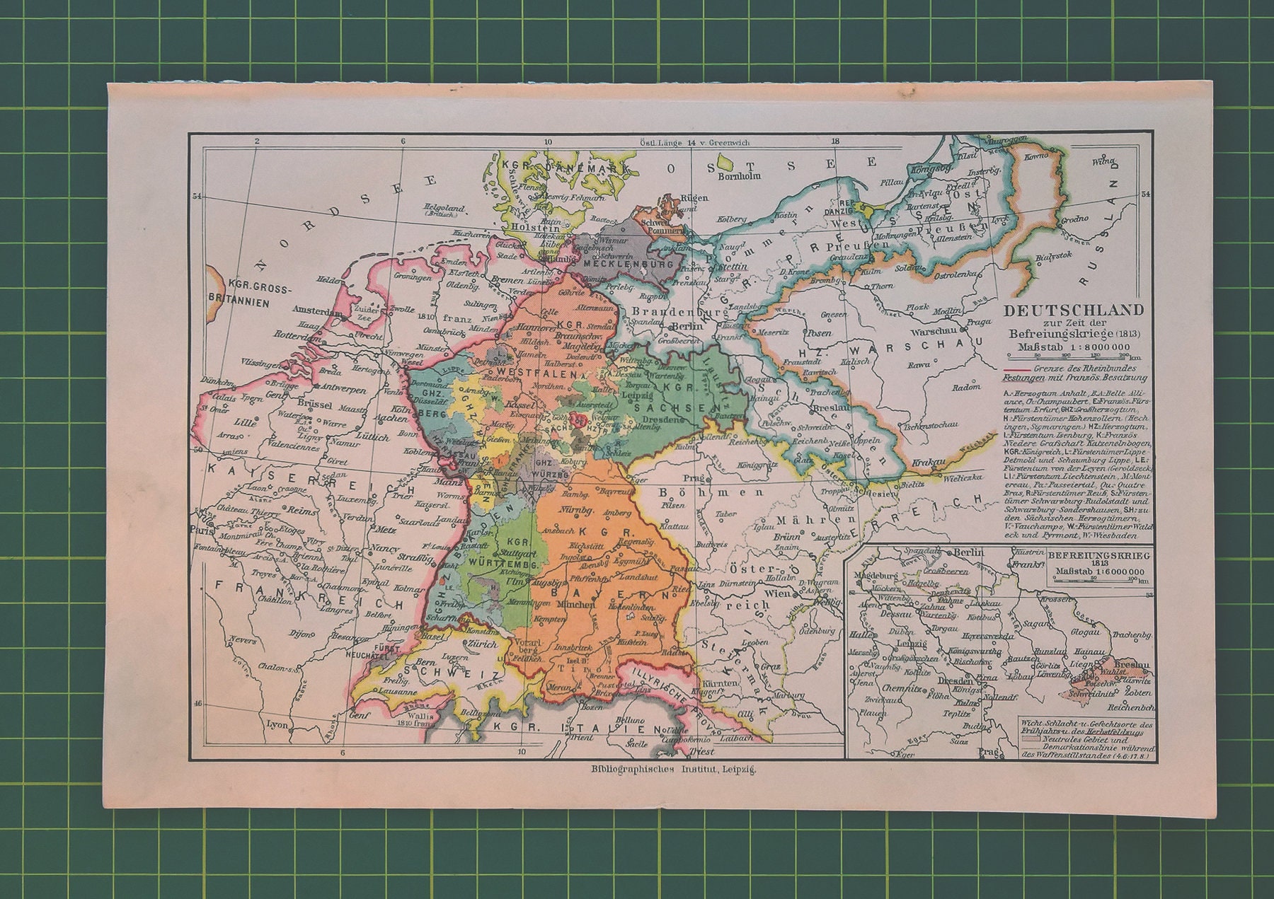 1925 Vintage Map of Germany in the Early 19th Century