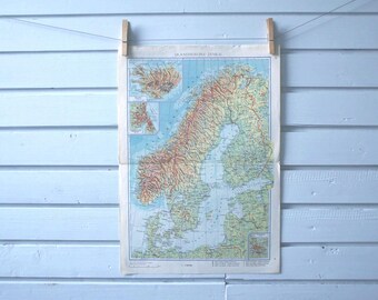 1966 Vintage Scandinavia Map
