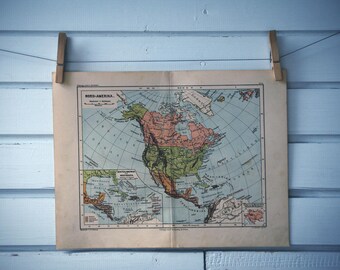 1910s Vintage North America Map