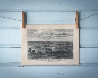 1897 Vintage South Dakota Prairie Lithograph Illustration