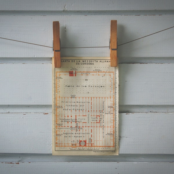 1920 Vintage Plan of Mosque–Cathedral of Córdoba