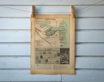1941 Vintage Map of Gdynia