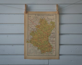 1941 Vintage Map of Luxembourg Province of Belgium
