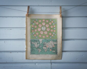 1901 Vintage World Time Zones Map