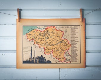 1941 Vintage Belgium Map