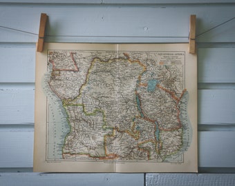 1907 Vintage Equatorial Africa Map
