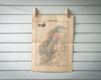 1887 Vintage Scandinavia Map