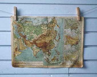 1930s Vintage Map of Asia
