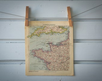 1929 Vintage Northwest France Map