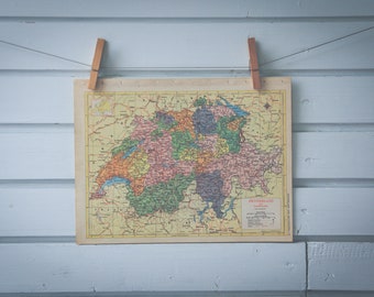1956 Vintage Switzerland Map