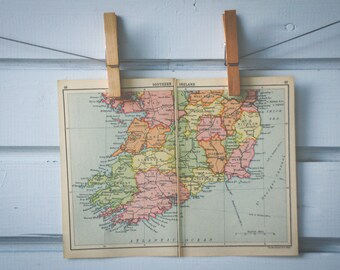 1910s Vintage South Ireland Map