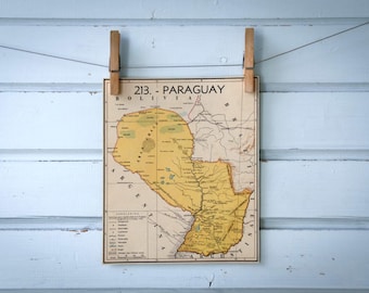 1941 Vintage Paraguay Map