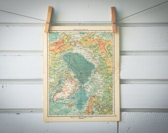 1956 Vintage Map of Arctic
