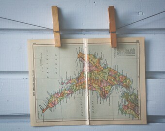 1910s Vintage New Zealand North Island Map
