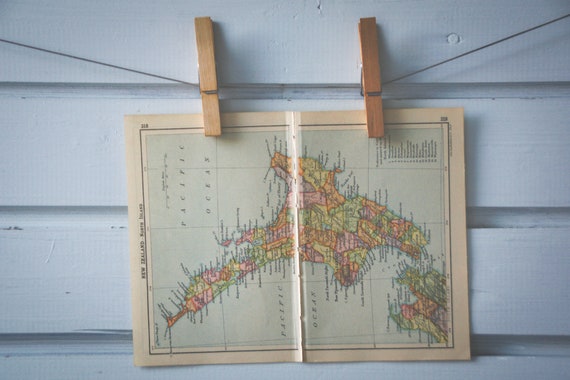 1910s Vintage New Zealand North Island Map