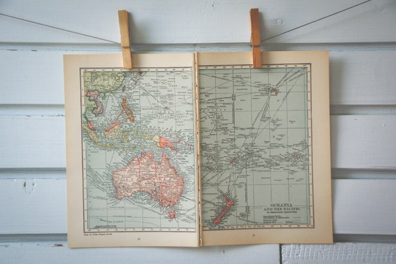 1925 Vintage Oceania Map