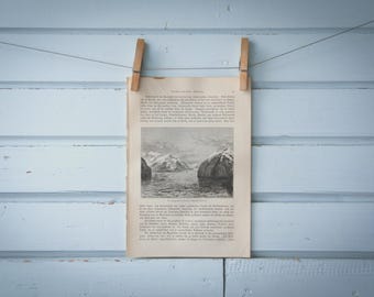 1897 Vintage Strait of Magellan Lithograph Illustration