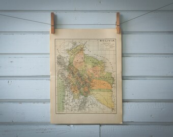 1928 Vintage Map of Bolivia