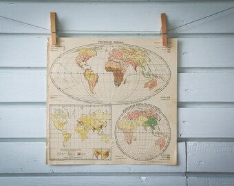 1903 Vintage World Ethnography & Religion Map