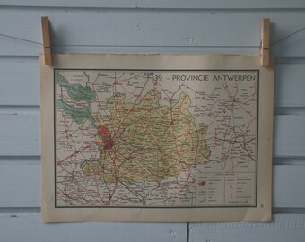 1941 Vintage Map of Belgium Antwerp Province