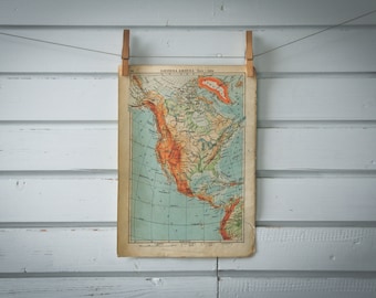 1943 Vintage North America Map