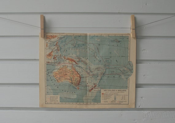 1912 Vintage Oceania Map