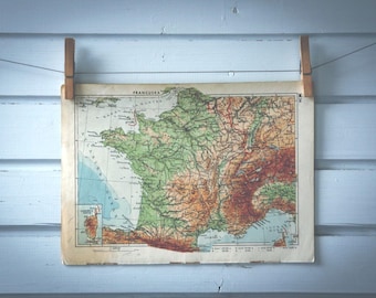 1943 Vintage Map of France