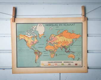 1941 Vintage World Rainfall Map
