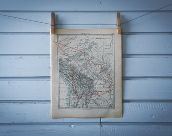 1901 Vintage Map of Bolivia