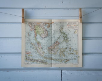 1907 Vintage Southeast Asia Map