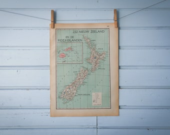 1941 Vintage New Zealand Map