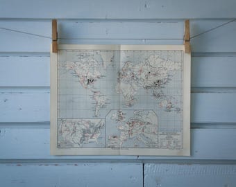 1907 Vintage Ore Deposits World Map