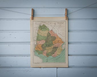 1937 Vintage Uruguay Map