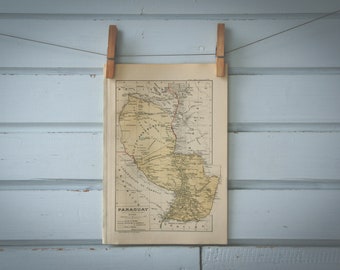 1928 Vintage Paraguay Map