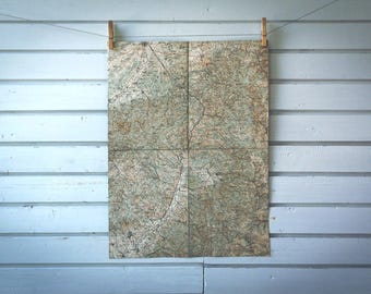 1930s Vintage South Serbia Map