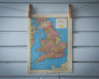 1958 Vintage England & Wales Map