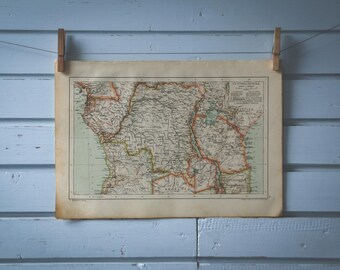 1904 Vintage Central Africa Map