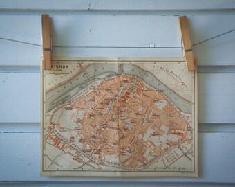 1913 Vintage Map of Avignon
