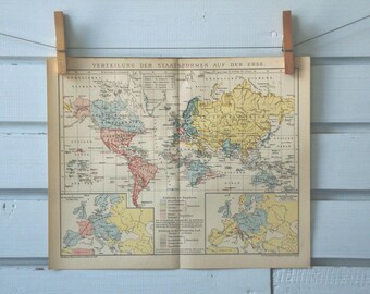 1894 Vintage World Map
