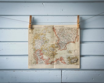 1887 Vintage Denmark Map
