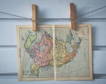 1910s Vintage North America Map