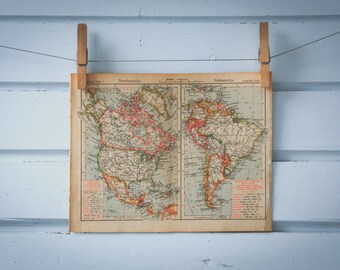 1932 Vintage Map of the Americas