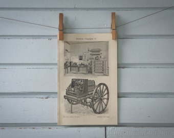 1907 Vintage Telegraph Lithograph Illustration