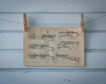 1887 Vintage Firearm Lithograph Illustration