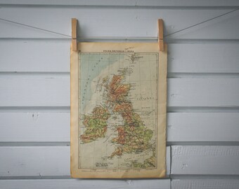 1939 Vintage Map of United Kingdom & Ireland
