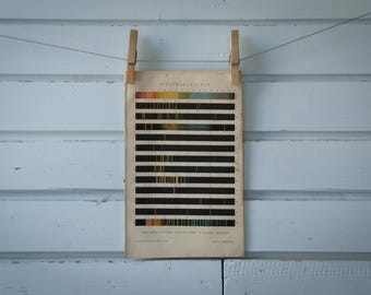 1887 Vintage Astronomy Spectrum Chart Chromolithograph Illustration